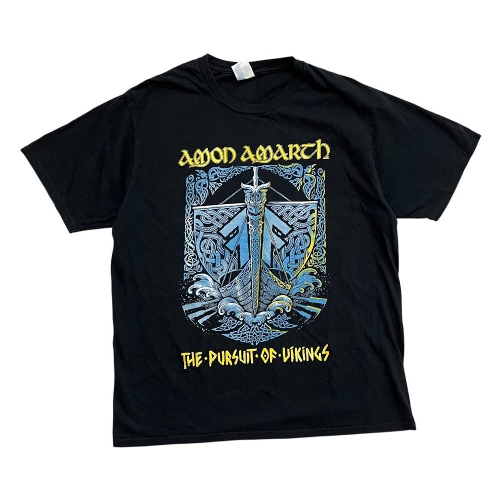 Amon Amarth‎ The Pursuit of Vikings Graphic Band Tshirt Black Size L Metal Rock